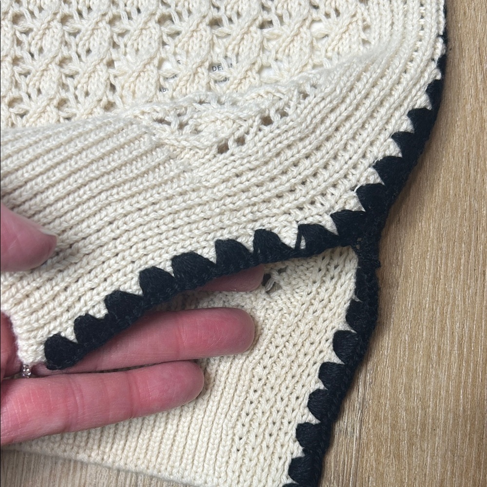 Varley Delaney Cream and Black Open Stitch Sweater Vest - Picture 5 of 12